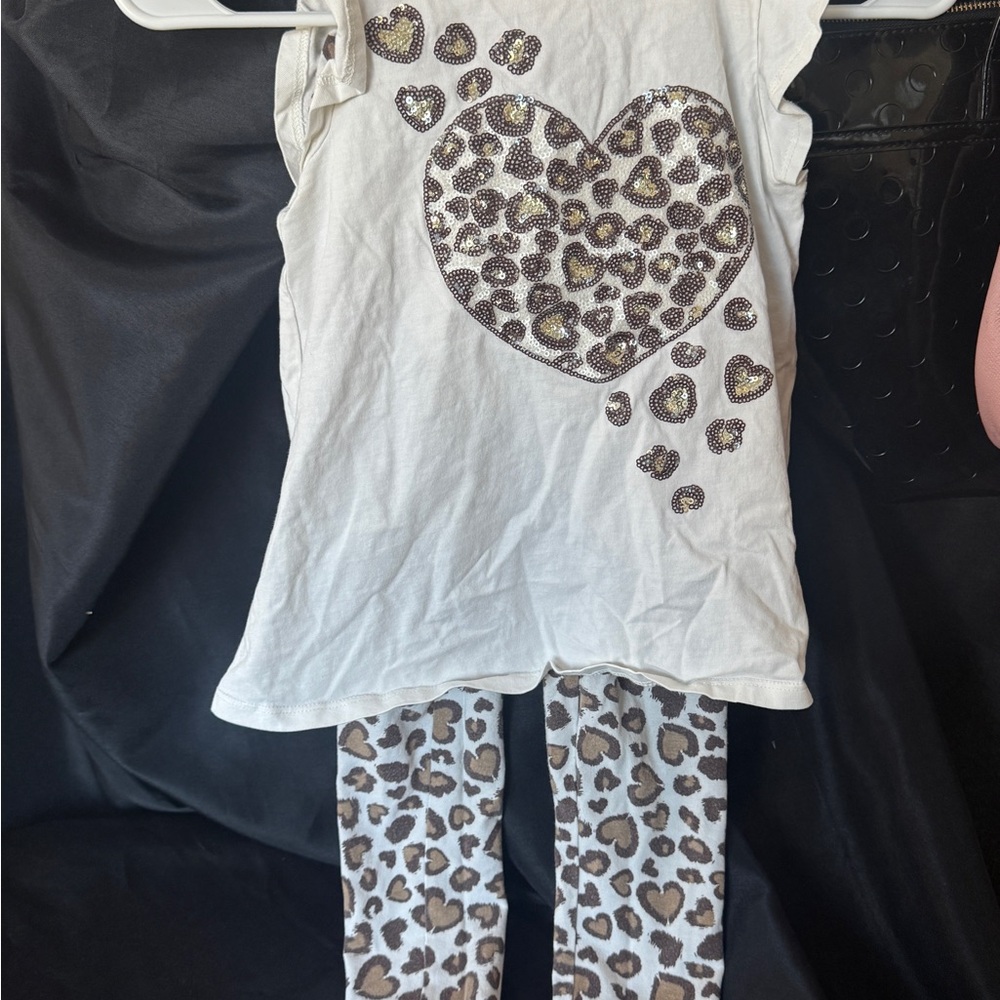 Rachel Zoe Leopard Print Outfit w/Top & Leggings | EUC